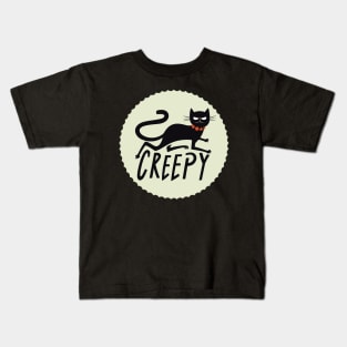 Creepy Black Cat Kids T-Shirt